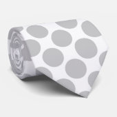 Cravate Light Grey Polka Dots on White Custom Necktie (Roulé)