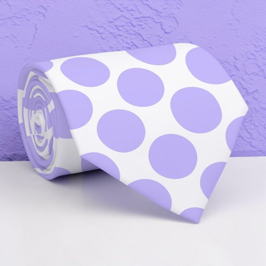 Cravate Light Violet Polka Dots on White Custom Necktie