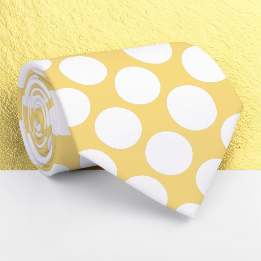 Cravate Light Yellow Jumbo Polka Dots Custom Necktie