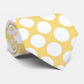 Cravate Light Yellow Jumbo Polka Dots Custom Necktie (Roulé)