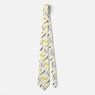 Cravate Ligne Courbée jaune noir