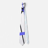 Cravate Ligne Moderne Géométrie Cool Blanche Noire Bleu Mo (Devant)