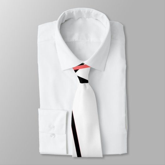 Cravate Ligne Moderne Géométrie Froide Blanc Rose Noir-Ros (Attaché)