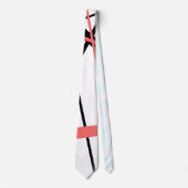 Cravate Ligne Moderne Géométrie Froide Blanc Rose Noir-Ros (Devant)