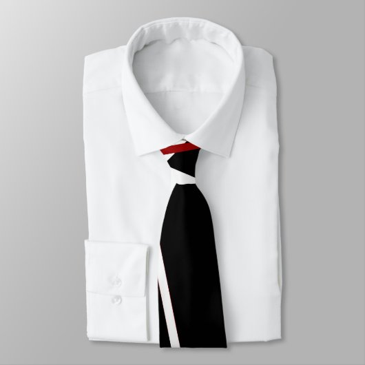 Cravate Ligne Moderne Géométrie Urbaine Noir Blanc Rouge (Attaché)