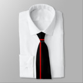 Cravate Ligne rouge mince noir fait sur commande (Attaché)