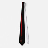 Cravate Ligne rouge mince noir fait sur commande (Devant)