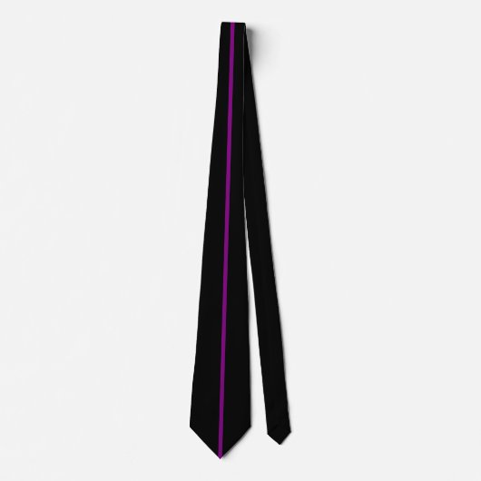 Cravate Ligne verticale mince centre violet sur noir (Devant)