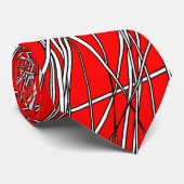 Cravate Lignes Abstraites - 03 - Rouge #FF0000 (Roulé)