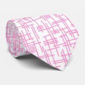 Cravate Lignes Abstraites 120923 - Rose sur blanc (Roulé)