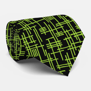 Cravate Lignes Abstraites 120923 - Vert Martien sur Fond N