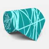 Cravate Lignes Abstraites - Bleu glacé sur 009999 (Roulé)