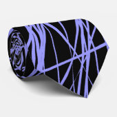 Cravate Lignes Abstraites - Bleu pastel sur Noir (Roulé)
