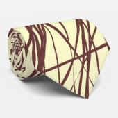 Cravate Lignes Abstraites - Brown sur crème (Roulé)