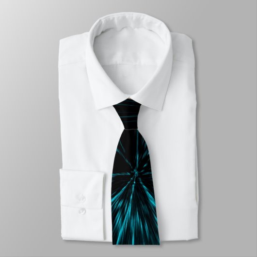 Cravate Lignes Abstraites cool bleu noir Hypergalaxie (Attaché)