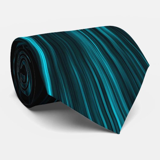 Cravate Lignes Abstraites cool bleu noir Hypergalaxie (Roulé)