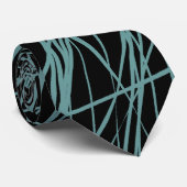 Cravate Lignes Abstraites - Ocean Green sur Black (Roulé)