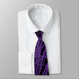 Cravate Lignes Abstraites - Raisin sur noir