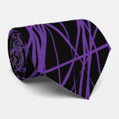 Cravate Lignes Abstraites - Raisin sur noir (Roulé)