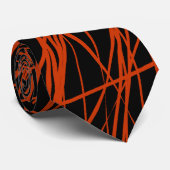 Cravate Lignes Abstraites - Rouge brique sur noir (Roulé)