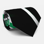 Cravate Lignes Abstraites vertes et blanches en noir (Roulé)