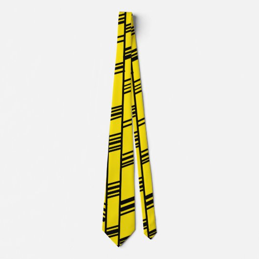 Cravate Lignes Art Déco Jaune  (Devant)