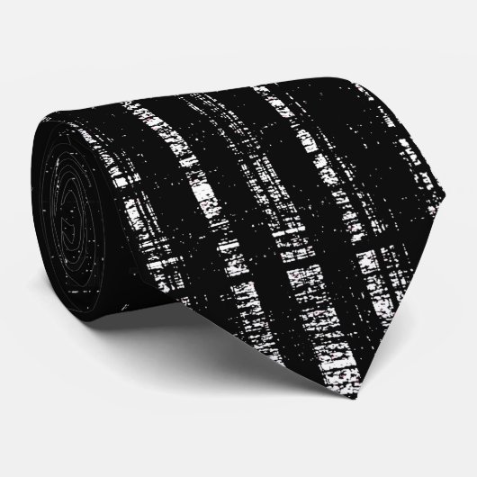 Cravate Lignes blanches noires Zebra Stripes Motifs géomét (Roulé)