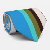 Cravate Lignes bleues, Brown et orange (Roulé)