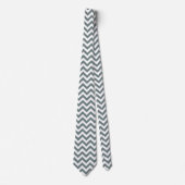 Cravate Lignes Chevron Zigzag Argent brut (Devant)