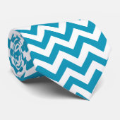 Cravate Lignes Chevron Zigzag Turquoise (Roulé)