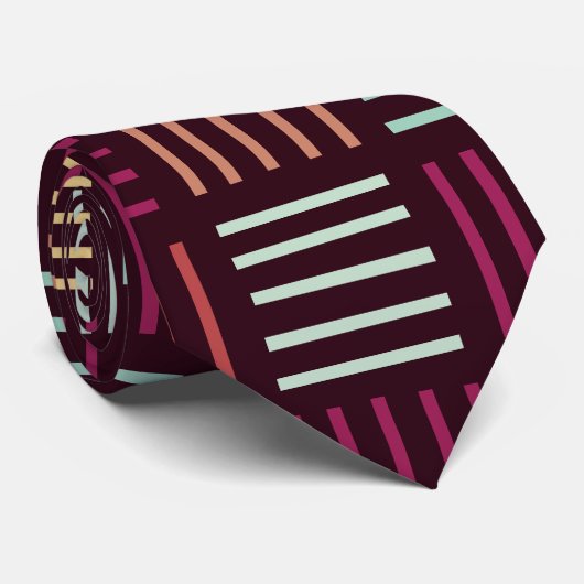 Cravate Lignes colorées carrées (Roulé)