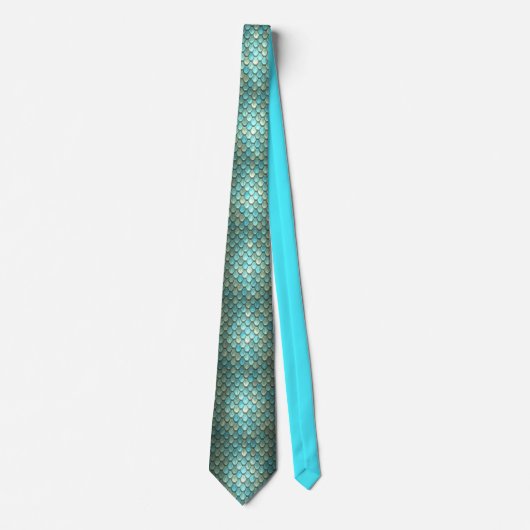 CRAVATE LIGNES D'AQUA ET ÉCHELLES MERMAIRES TURQUOISES (Devant)