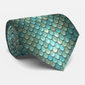 CRAVATE LIGNES D'AQUA ET ÉCHELLES MERMAIRES TURQUOISES (Roulé)