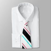 Cravate Lignes de bandes régimentaires inclinées en noir b (Attaché)