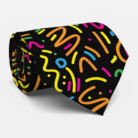 Cravate Lignes de Graffiti Rainbow Punk (Roulé)