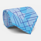 Cravate Lignes et patchs motif en bleu Off blanc BG (Roulé)
