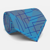 Cravate Lignes et patchs motif en Blue Grey BG (Roulé)