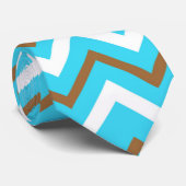 Cravate Lignes géométriques bleues marron blanches en zig  (Roulé)