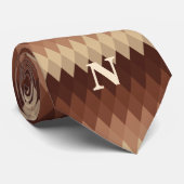 Cravate Lignes géométriques rétro Monogramme Brown (Roulé)