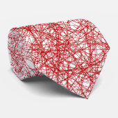 Cravate Lignes givrées - Rouge rubis sur blanc (Roulé)