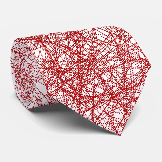 Cravate Lignes givrées - Rouge rubis sur blanc (Roulé)