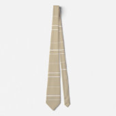 Cravate Lignes horizontales, bandes blanches sur beige (Devant)