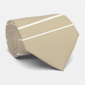Cravate Lignes horizontales, bandes blanches sur beige (Roulé)
