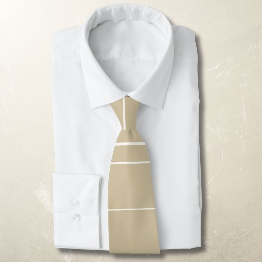 Cravate Lignes horizontales, bandes blanches sur beige