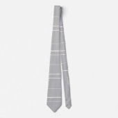 Cravate Lignes horizontales, bandes blanches sur gris (Devant)