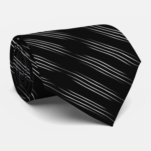 Cravate Lignes noires et blanches Cool simples (Roulé)