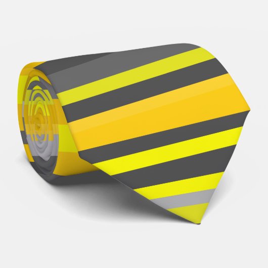 Cravate Lignes/rayures jaunes et gris Motif (Roulé)