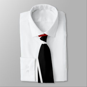 Cravate Lignes rouges et blanches Abstraites sur noir noir