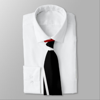 Cravate Lignes rouges et blanches Abstraites sur noir noir