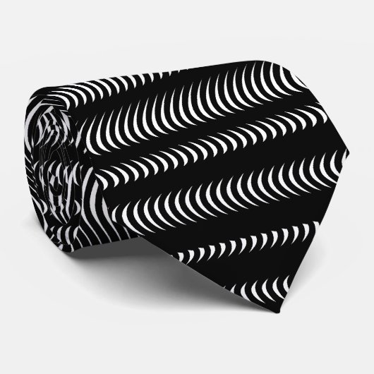 Cravate Lignes Vastes Noires - En Blanc (Roulé)